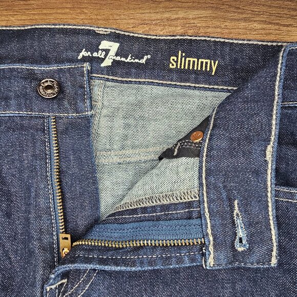 For All Mankind Slimmy Slim Straight Leg Light Stretch Jeans 32/32 Dark Wash - Picture 8 of 11